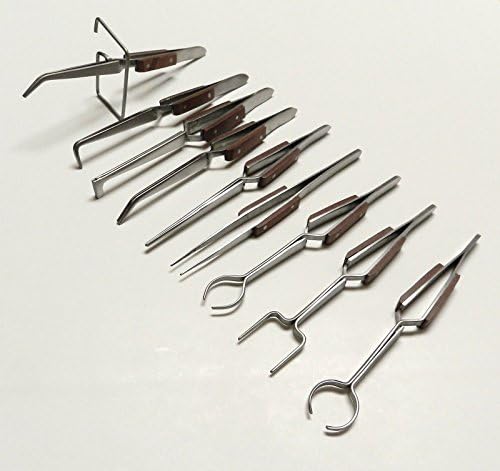 FIBER GRIP TWEEZERS CROSS-LOCKING SOLDERING ALL TYPES WORKHOLING TWEEZER SET 9pc
