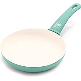GreenLife Nonstick 8" Frying Pan Skillet, Non-Toxic PFAS-Free Ceramic Nonstick, Dishwasher & Oven Safe, Stay-Cool Handles, Wobble Free, Turquoise