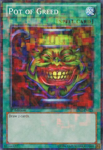 Yu-Gi-Oh! - Pot of Greed (BP02-EN129) - Battle Pack 2: War of the Giants - 1st Edition - Mosaic Rare