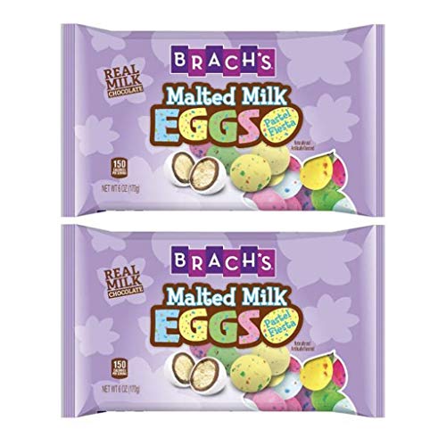 BRACHS Malted Milk Eggs, Real Milk Chocolate Pastel Fiesta Eggs, Easter Candy- Holiday Basket Filler Variety Candies for Boys Girls Kids Adults, 6.0 oz Bag (Pack of 2)
