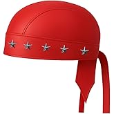 Sheep Leather Skull caps in Black Sweat Head Wraps Studded Skull Cap Bandana Style in Real Do Du Rag Leather Doo Rag Motorcycle Biker Cap Red Star ICE Club Shop