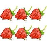6Pcs Red Cute Strawberry Hair Clips, Cute Hairpin Realistic Girl Hair Barrettes Fruit Hair Clips Strawberry Clip Hair Accessories for Girls Clips and Barrettes