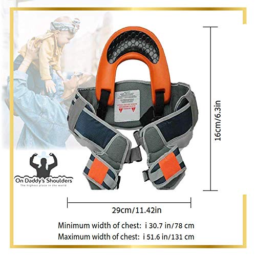 Shoulder Saddle Seat Carrier for Toddlers, Wearable, Hands-Free, Dual Safety System, Adjustable for Ages 2-5 Years, ON DADDY\'S SHOULDERS by Romi Marketing