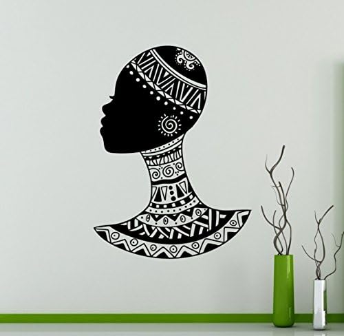 Ethnic African Woman Wall Vinyl Decal Sticker Girl Folk Hairstyle Design Home Interior Art Decor Ideas Bedroom Living Room Office Removable Housewares 6(afr)