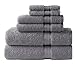 COTTON CRAFT Ultra Soft 6 Piece Towel Set - 2 Oversized Large Bath Towels,2 Hand Towels,2 Washcloths - Absorbent Quick Dry Everyday Luxury Hotel Bathroom Spa Gym Shower Pool - 100% Cotton - Charcoal