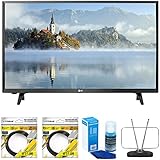 LG LJ500B Series 32" Class LED HDTV 2017 Model (32LJ500B) with 2x 6ft High Speed HDMI Cable Black, Universal Screen Cleaner for LED TVs &amp; Durable HDTV and FM Antenna