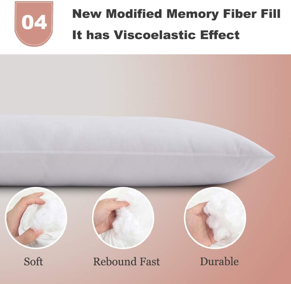 Yalamila Full Body Pillow for Adults-100% Polyester Body Pilllow Insert for Side Sleeper-Breathable White Long Pillow for Sleeping-20×54 inch: Home & Kitchen