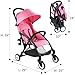 Pink Deluxe Dual-Brake Single Baby Stroller, Portable Light Weight Travel Pram, Large Water Resistant Umbrella Canopy for Infant Toddler, Boys, Girls Unisex 3 Month, 1, 2 Year Old and UP