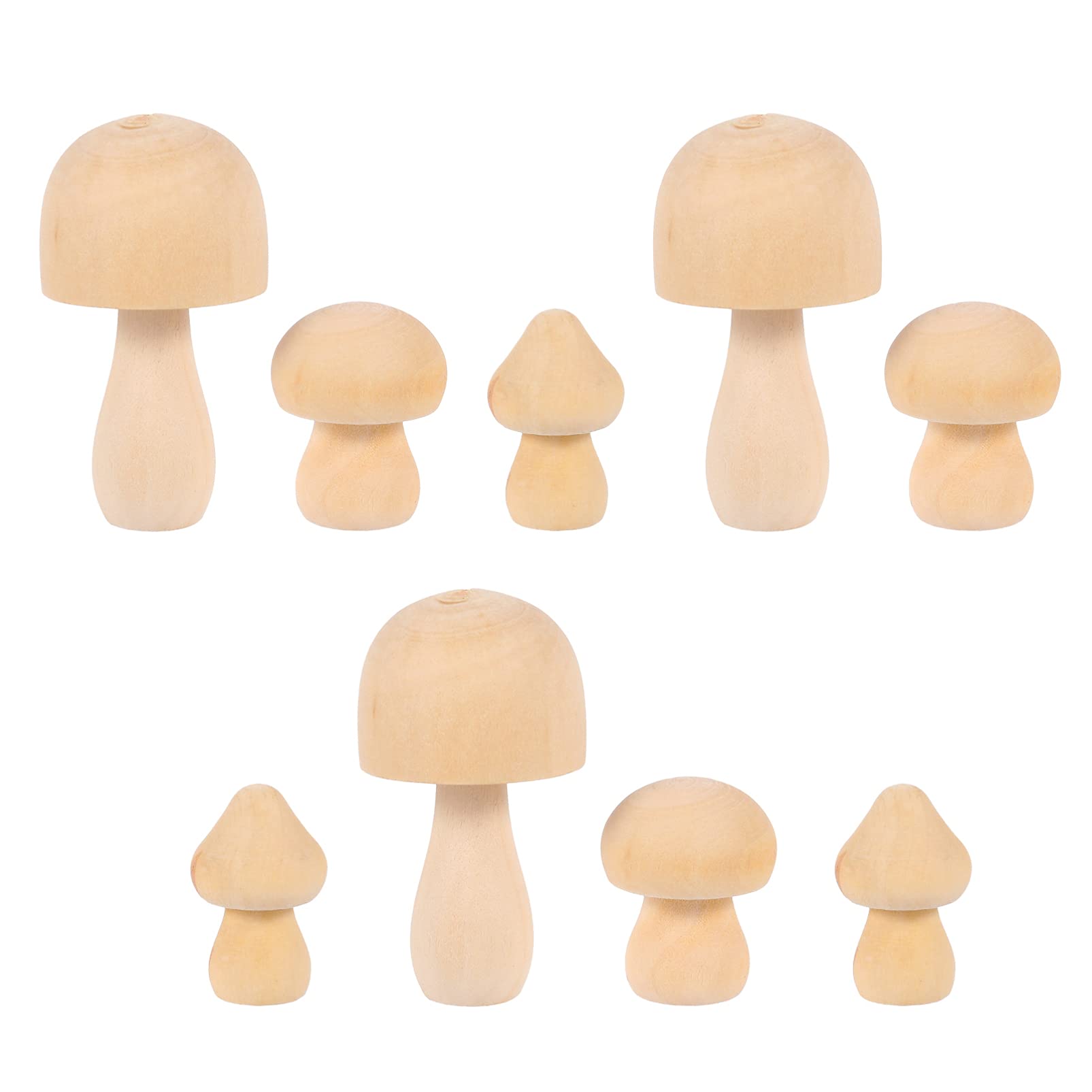 Milisten 9 Pcs Natural Mushroom- shaped Wood Wooden Peg Figures Unfinished Wooden Toys for Children Graffiti ( 1 ), 6X3cm