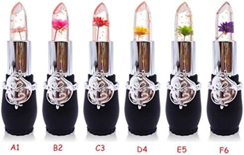 6Pcs/Set Jelly Lipstick Lip Care Waterproof Long Lasting Moisturizer Beauty Bright Flower Magic Temperature Change Color Lips Balm (Multicolor)