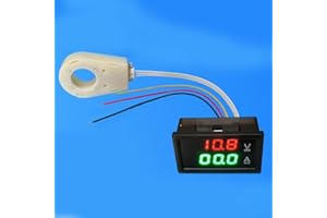 Digital Panel Meter 0-300V with Hall Effect Sensor, Dual Display DC Voltage Current Meter, Shuntless Ammeter for 50A 100A 200
