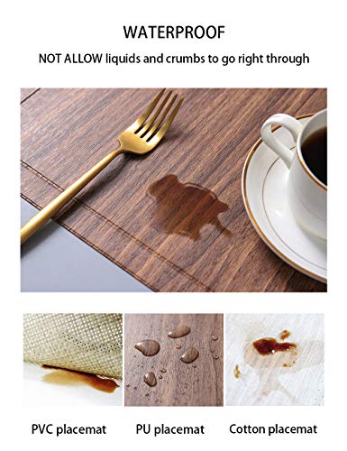 Alpiriral Dining Placemats Set of 4 Heat Resistant Placemats Easy to Wipe Off Scrub Vinyl Placemats Washable Table Mats Protect A Table from Messes & with A Nice Looking in Brown - Thumbnail 2