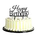 PALASASA Happy Birthday Cake Toppers Monogram Black Silhouette Acrylic Party Decorations