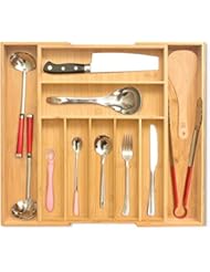 Signature Living New Drawer Organizer (7-9 slots) Bamboo Expandable Utensil Drawer Organizer Premium Bamboo for Cutlery, Flatware, Silverware - Drawer Dividers for Easy Storage