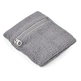 GOGO Thick Solid Color Wristband with Zipper / Wrist Wallet - Grey