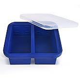 Kinggrand Kitchen 2 Cup Silicone Freezer Tray with Lid - 1 Pack - Make 2 Perfect 2-Cup Portions - Easy Release Molds for Food Storage & Freeze Soup, Broth, Stew or Sauce