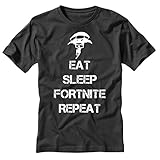 TeeINKS Fortnite Eat Sleep Fortnite Repeat Black T Shirt (Medium)
