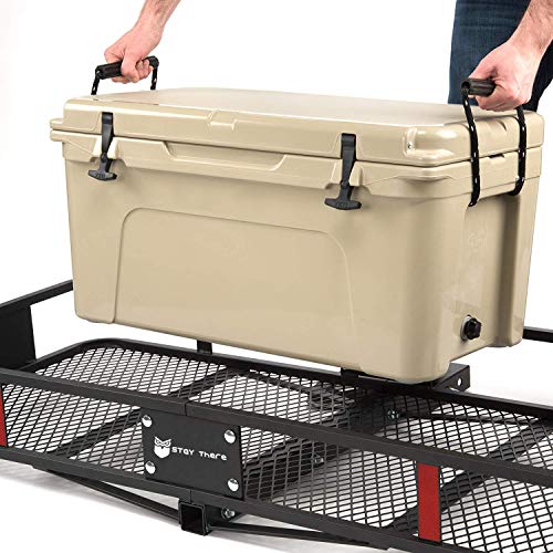 Stay There Hitch Mount Cargo Basket Steel Cargo Carrier for Vehicles with 2" Hitch Receiver 60" L x 22" W x 6" H and 500 Lbs Hauling Weight Capacity with 2 Packing Straps - Thumbnail 4