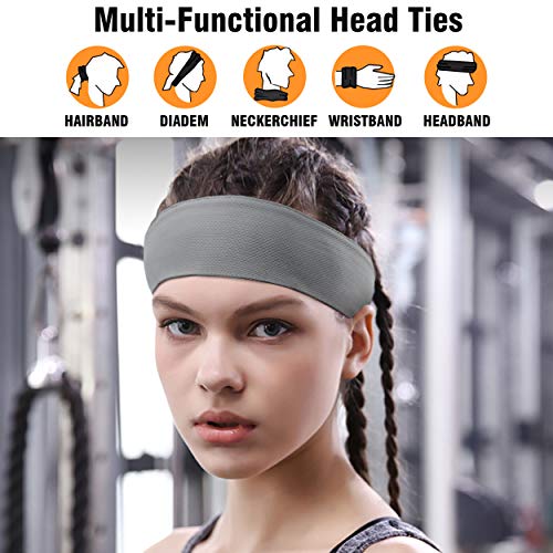 image for E LV Head Tie Sports Headband (3 Pack) - Dry-Fit Sweatband for Running