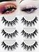 3D Mink Fake Eyelashes -100% Hand-made Siberian Mink Fur False Eyelashes Dramatic Thick Crisscross Deluxe False Lashes Nature Fluffy Long Soft 3 Pair Package