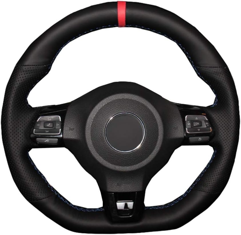LYSHUI Hand-Stitched Leather Steering Wheel Cover,for Volkswagen Golf 6 GTI MK6 VW Polo GTI Scirocco R Passat CC R-Line 2010
