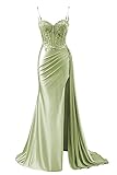INEWER Plus Size Sage Green Prom Ball Gown Dress