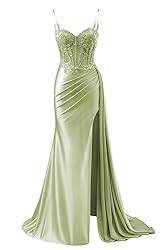 INEWER Plus Size Sage Green Prom Ball Gown Dress