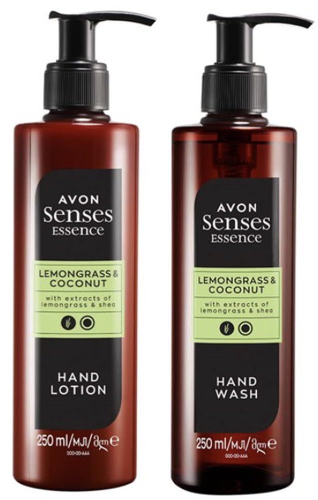 Senses Essence Lemongrass and Coconut Care Set 250ml bottles, includes Hand Wash and Hand Lotion.