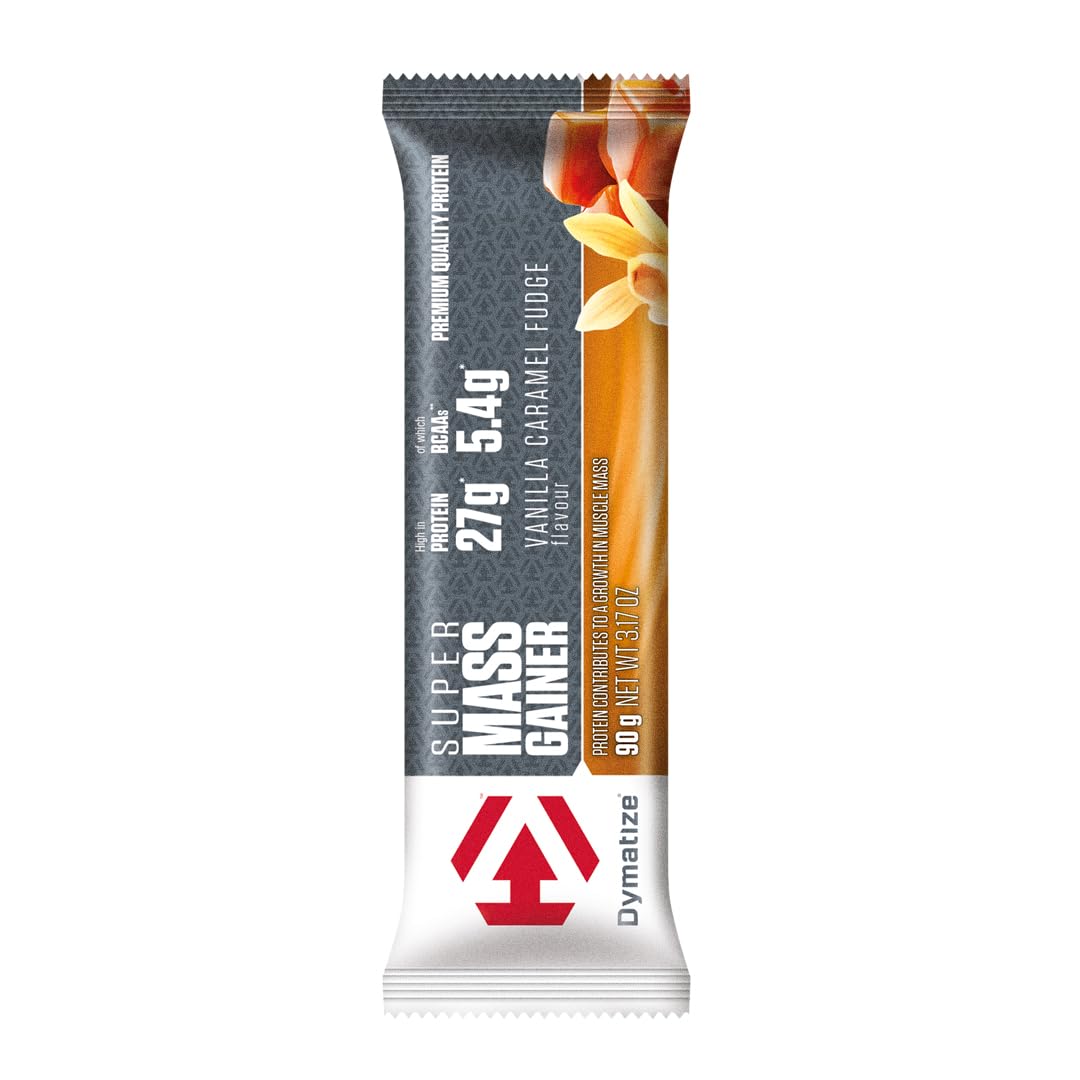 Dymatize Super Mass Gainer Bar Vanilla Caramel Fudge - High Protein Weight-Gainer Bar + Whey and Casein Protein