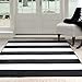 Lavish Home, Black/White Breton Stripe Area Rug, 3'3