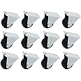 XMHF 12 Pack 1-inch Dia Rubber Single Wheel Rigid Non-Swivel Top Plate Fixed Casters Mute Black