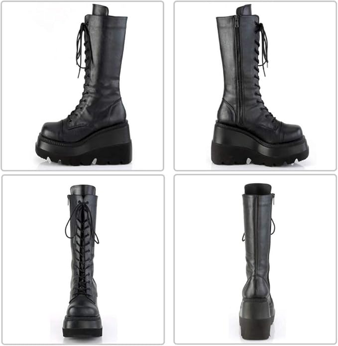 SaraIris Military Platform Lace Up Motorcycle