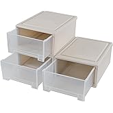 Sosody 19 Quart Plastic Drawer Storage Stackable, Plastic Compact Stacking Storage Drawer Unit, 3 Packs