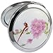 KOLIGHT New Vintage Chinese Landscape Flower Bird Double Sides (One is Normal,Another is Magnifying)Portable Foldable Pocket Metal Makeup Compact Mirror Woman Cosmetic Mirror (Flower+Red Bird)