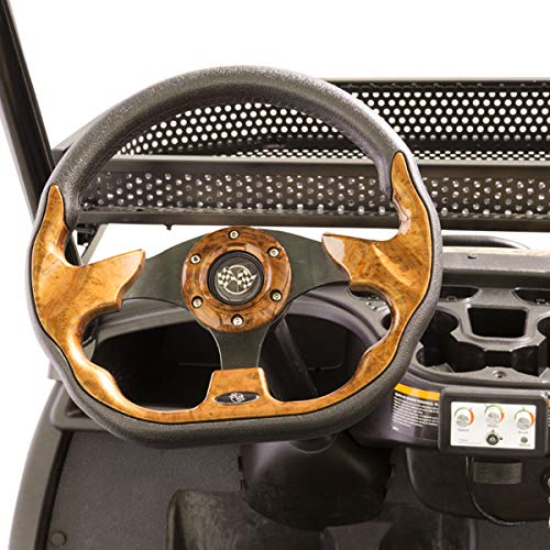 Buggies Unlimited Golf Cart Racer, Flat Bottom Steering Wheel (Woodgrain (Burl))