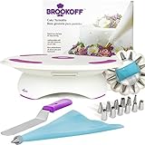 Cake Decorating Kit, Cake Turntable with Spatula, Icing Tips and Icing Bags, Decorating Supplies from Materials, Cake Stand with Lock and Rubberized Bottom