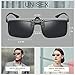 Polarized Clip-on Sunglasses for Men Women,Metal Frameless Rectangle Lens Over Prescription Glasses with Flip Up Function for Driving Fishing Outdoor Sport…
