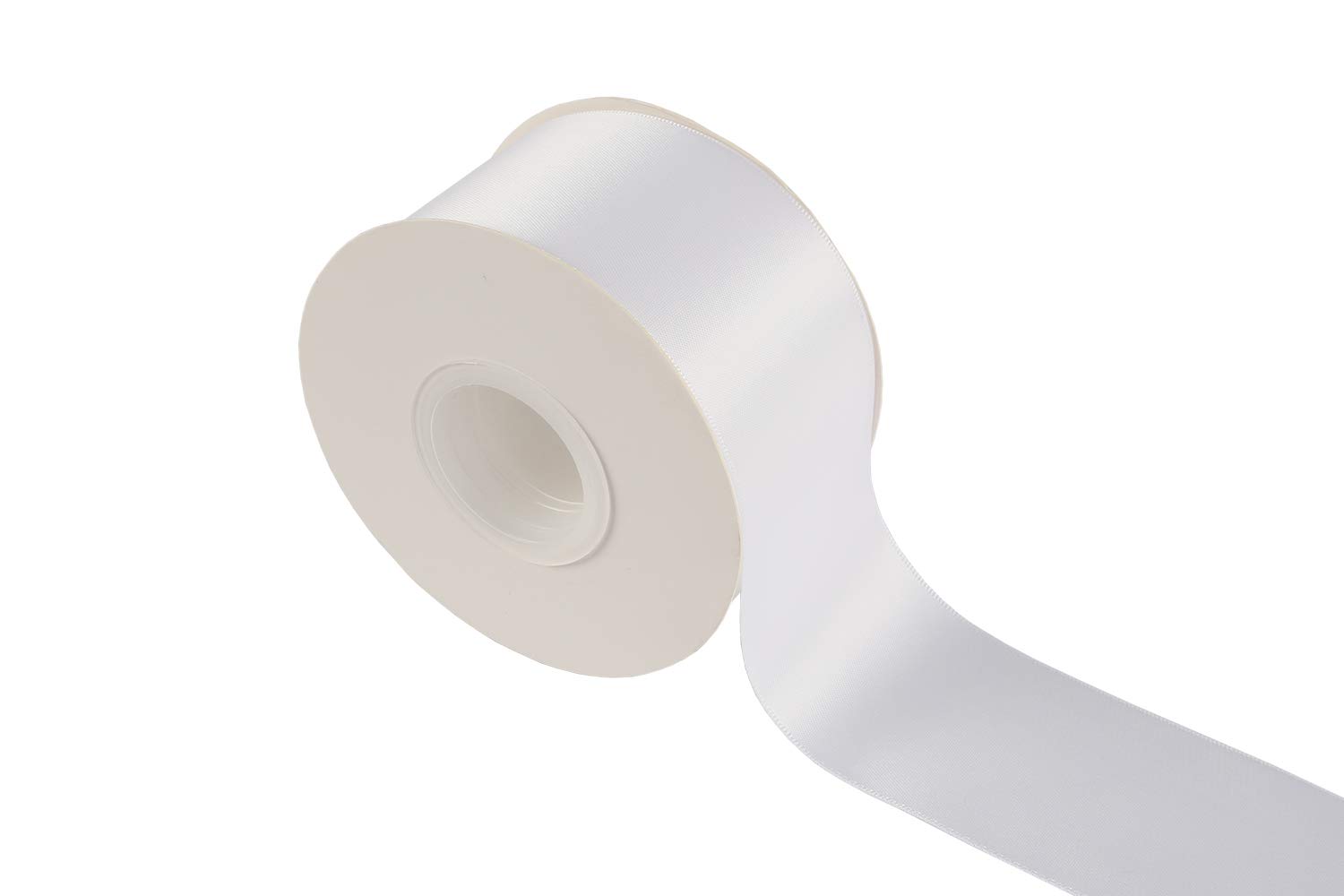 Ribbonitlux 50mm Wide Double Face Satin Ribbon 22 Meters (029-White, Set for Gift Wrapping, Party Decor, Sewing Applications, Wedding and Craft