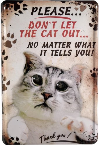 Tin Sign with Retro Little Cat Cats Design 20 x 30 cm sheet 917