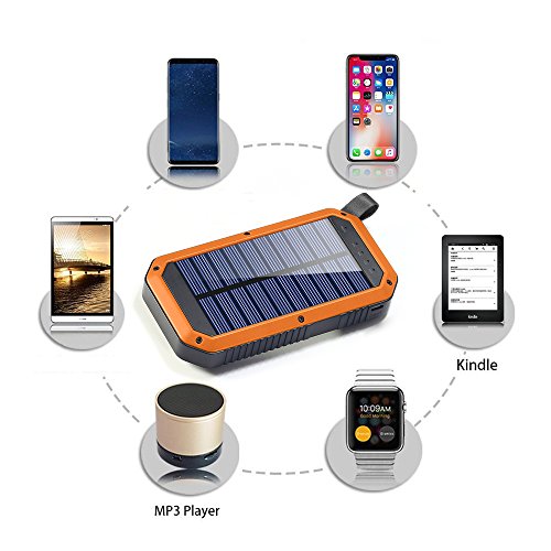 Solar Charger, Dostyle 8000mAh Portable Solar Power Bank External Backup Battery Pack 3 USB Ports Solar Phone charger with 21 LED light for iPhone, iPad, Samsung Galaxy & other Android Smart Devices