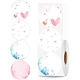 Happy Valentine's Day Direct Thermal Labels Stickers Sweet Pink Red Heart Thermal Labels for Gift, Wedding, Anniversary, Small Business,2 Inch,500 Pcs