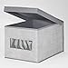 mDesign Soft Fabric Stackable Closet Storage Organizer Box with Clear Window and Attached Hinged Lid for Bedroom, Hallway, Entryway, Closets - Textured Print - 2 Sizes - Set of 2 - Gray