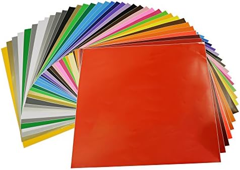 Permanent Adhesive Vinyl Sheets - 12" x 12" - 40 Assorted Colors That Work With Cricut, Silhouette, Graphtec, Pazzles, Inspirations, Quickutz, Xyron, Craft ROBO and more