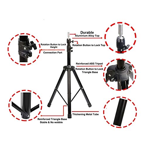Kaleurrier Tripod Stand for Mannequin Head Height Adjustable Rotatable Cosmetology Hairdressing Training Head Stand Holder Wig head Canvas Block Head Doll Head Model with Carry Bag