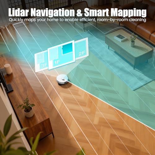 FIXR T30+ Self Emptying Robot Vacuum & Mop Combo with 12,000Pa, Robotic Vacuums Cleaner for Pet Hair, No-Collision Obstacle Avoidance, 75-Day Capacity, Carpet Detection, Anti-Tangle, 240-Min Runtime
