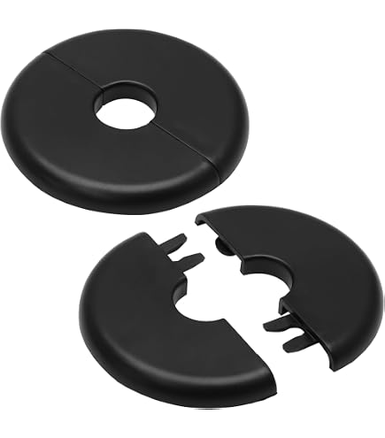HARFINGTON 6-Pack 20mm (0.79") Split Wall Flange – Plastic Adjustable Pipe Cover For Under Sink, Radiator, Bathroom (Black)
