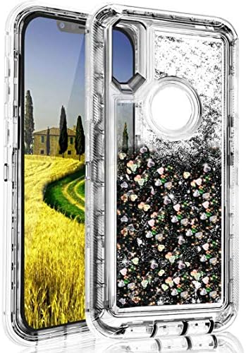 Liquid Bling Case for iPhone Xs Max Quicksand Shockproof Waterfall Glitter Robot Heavy Duty Shiny Bumper Soft Clear Rubber Commuter Defender Cover for Xs MAX (Black, iPhone Xs Max)