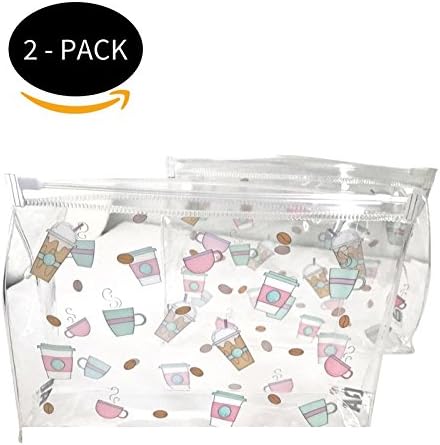 Cosmetic Makeup Bag - TWO PACK - Case for Make Up - Trend Clutch (Coffee)