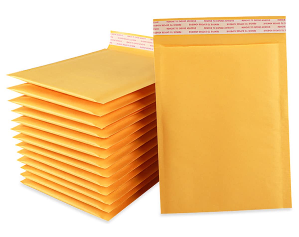 AYSUM 50Pcs Padded Envelopes 150 x 210mm Small Kraft Bubble Mailers Self-Seal Postal Wrap Envelope for Mailing or Packaging (Gold)