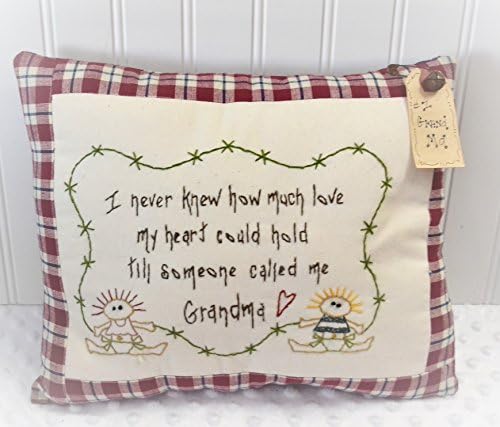 Decorative Hand Stitched Pillow, Primitive Country Rustic Decor, Grandma Pillow, Gift Idea for grandmom